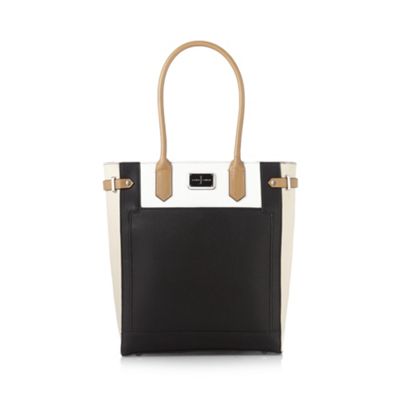 Designer black colour block shopper bag